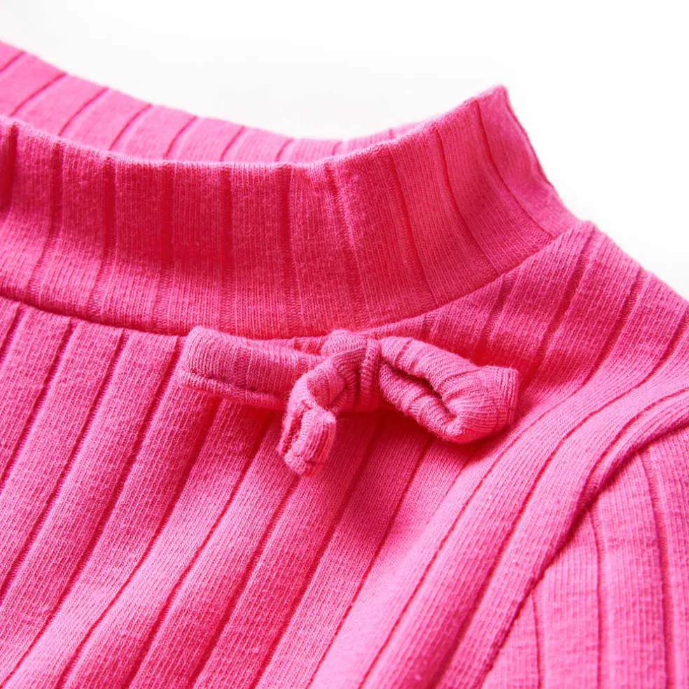 vidaXL Kindershirt met lange mouwen geribd 92 felroze