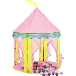 vidaXL Kinderspeeltent met 250 ballen 100x100x127 cm roze