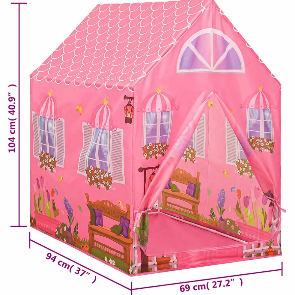 vidaXL Kinderspeeltent met 250 ballen 69x94x104 cm roze