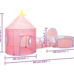 vidaXL Kinderspeeltent met 250 ballen 301x120x128 cm roze