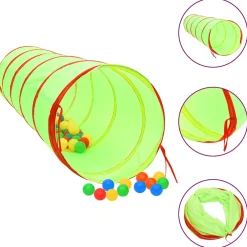 vidaXL Kinderspeeltunnel met 250 ballen 175 cm polyester groen