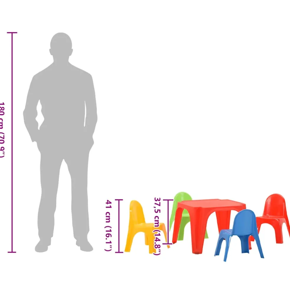 vidaXL Kindertafel en stoelenset PP