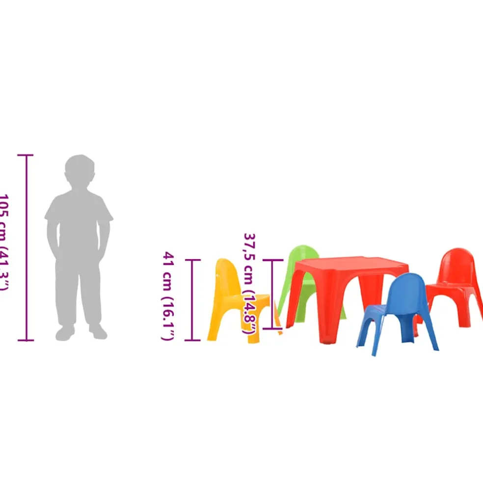 vidaXL Kindertafel en stoelenset PP