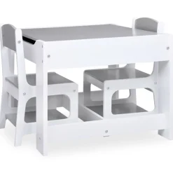 vidaXL Kindertafel met 2 stoelen MDF wit