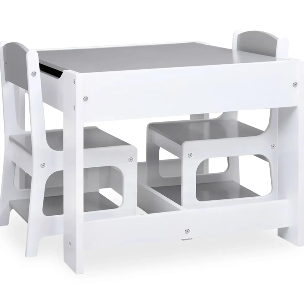 vidaXL Kindertafel met 2 stoelen MDF wit