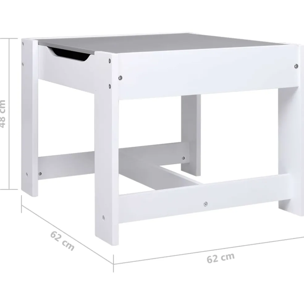 vidaXL Kindertafel met 2 stoelen MDF wit