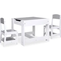 vidaXL Kindertafel met 2 stoelen MDF wit