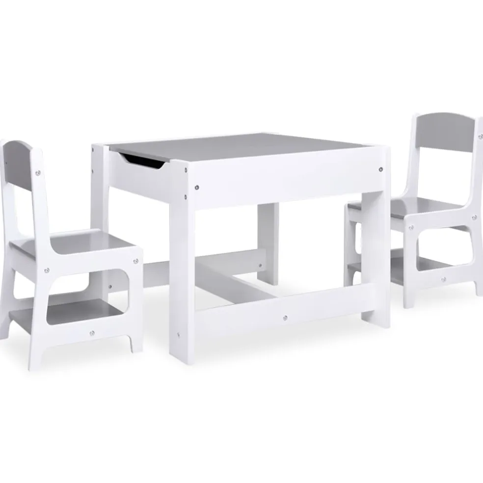 vidaXL Kindertafel met 2 stoelen MDF wit