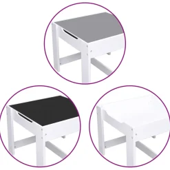 vidaXL Kindertafel met 2 stoelen MDF wit