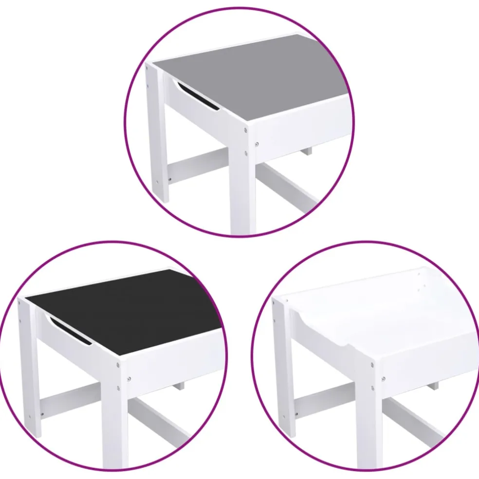 vidaXL Kindertafel met 2 stoelen MDF wit