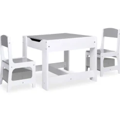 vidaXL Kindertafel met 2 stoelen MDF wit