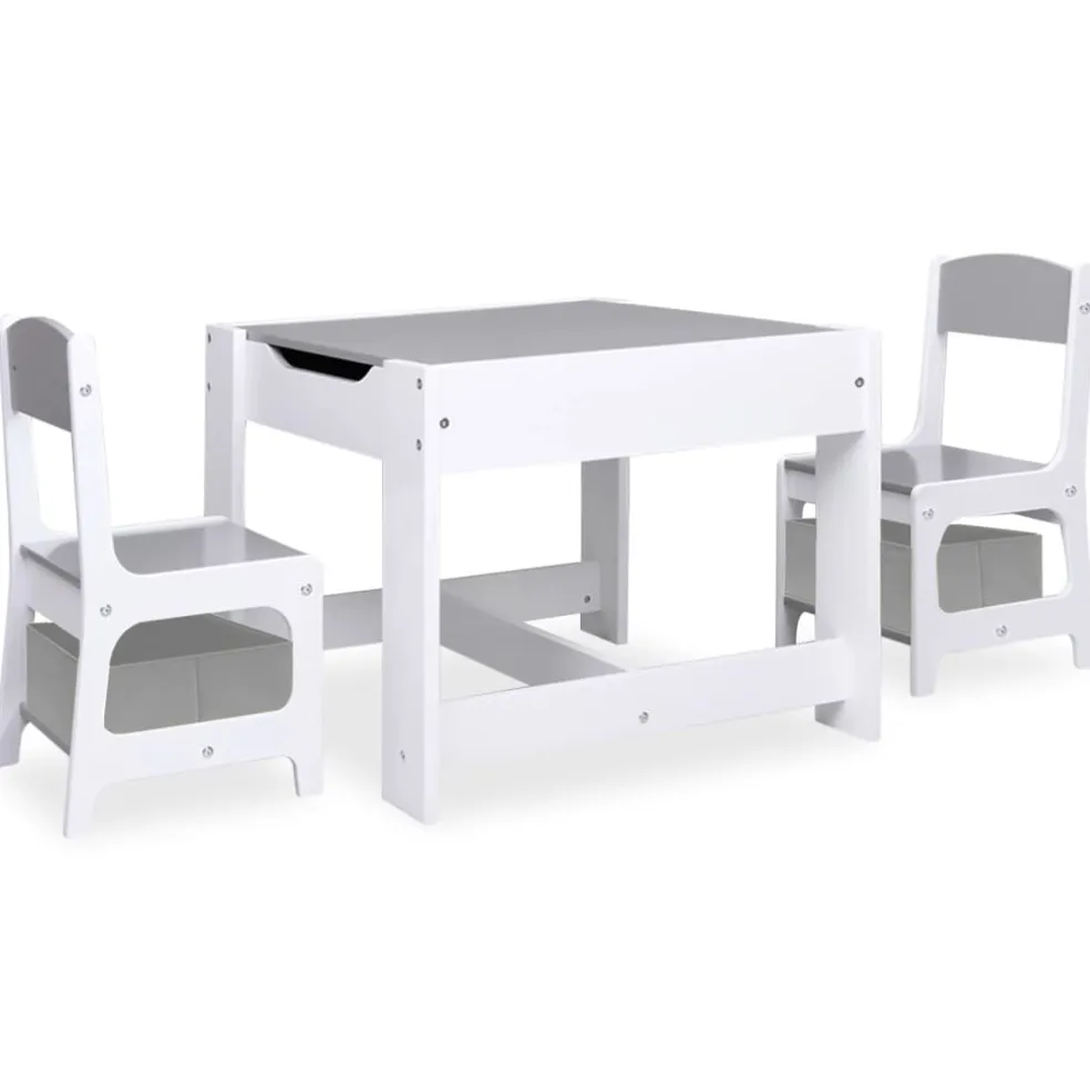 vidaXL Kindertafel met 2 stoelen MDF wit