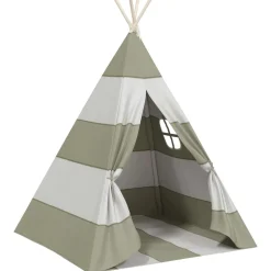 vidaXL Kindertent Grijs en Wit 120 x 120 x 150 cm Massief grenenhout