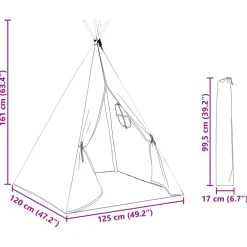 vidaXL Kindertent Grijs en Wit 120 x 120 x 150 cm Massief grenenhout