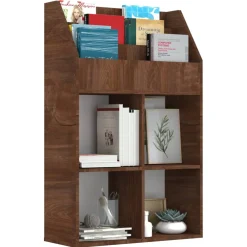 vidaXL Kindertijdschriftenrek 71x30x114 cm bewerkt hout bruineiken
