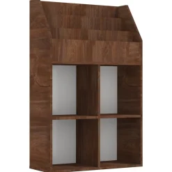 vidaXL Kindertijdschriftenrek 71x30x114 cm bewerkt hout bruineiken