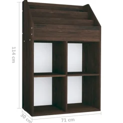 vidaXL Kindertijdschriftenrek 71x30x114 cm bewerkt hout gerookt eiken