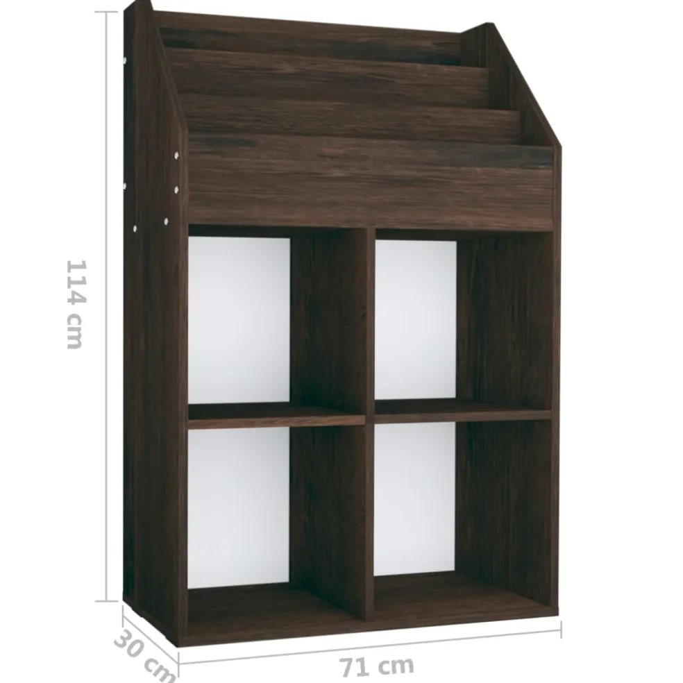 vidaXL Kindertijdschriftenrek 71x30x114 cm bewerkt hout gerookt eiken