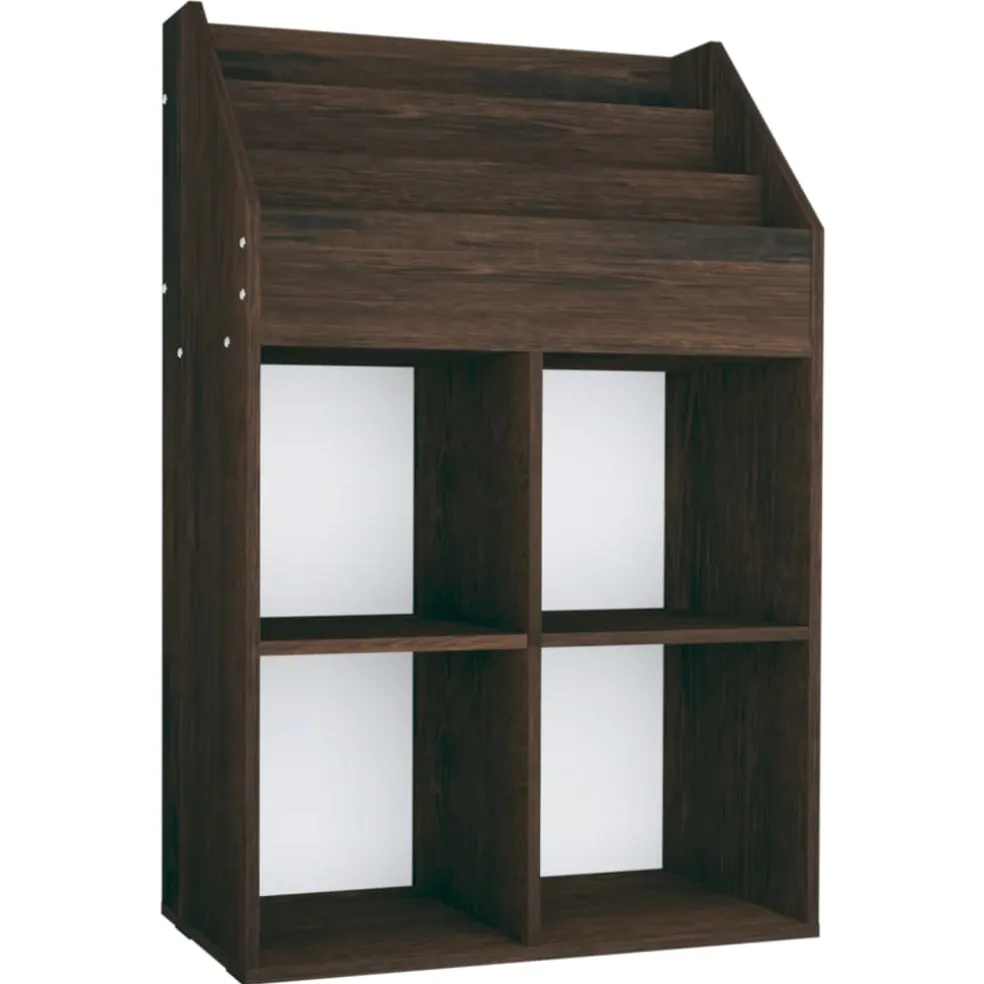 vidaXL Kindertijdschriftenrek 71x30x114 cm bewerkt hout gerookt eiken