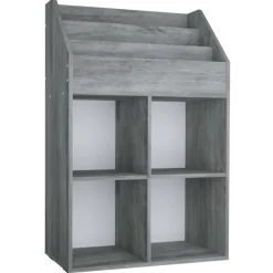 vidaXL Kindertijdschriftenrek 71x30x114 cm bewerkt hout betongrijs
