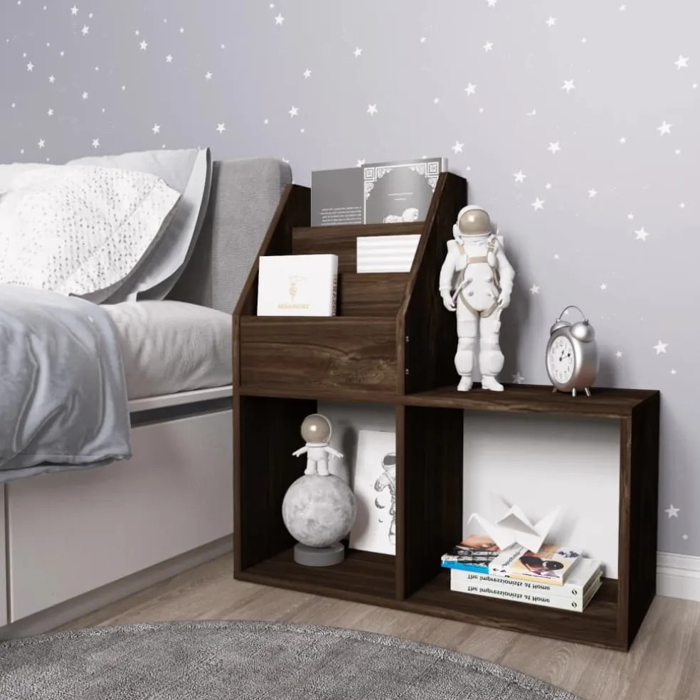 vidaXL Kindertijdschriftenrek 71x30x78,5 cm bewerkt hout gerookt eiken