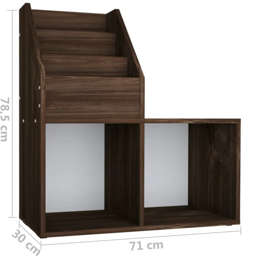 vidaXL Kindertijdschriftenrek 71x30x78,5 cm bewerkt hout gerookt eiken