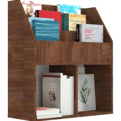 vidaXL Kindertijdschriftenrek 71x30x78,5 cm bewerkt hout bruineiken