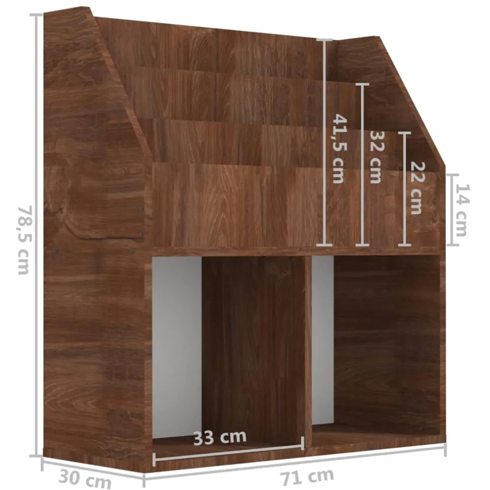 vidaXL Kindertijdschriftenrek 71x30x78,5 cm bewerkt hout bruineiken