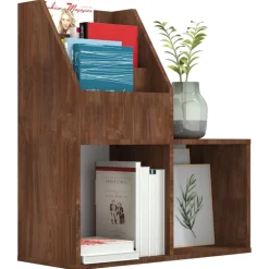 vidaXL Kindertijdschriftenrek 71x30x78,5 cm bewerkt hout bruineiken