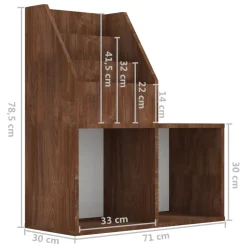 vidaXL Kindertijdschriftenrek 71x30x78,5 cm bewerkt hout bruineiken