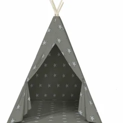 vidaXL Kindertipitent met tas 115x115x160 cm polyester grijs