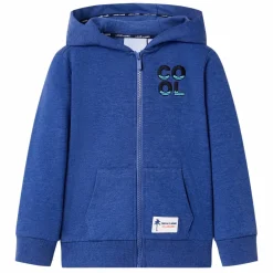 vidaXL Kindervest met capuchon en rits 92 gemêleerd donkerblauw