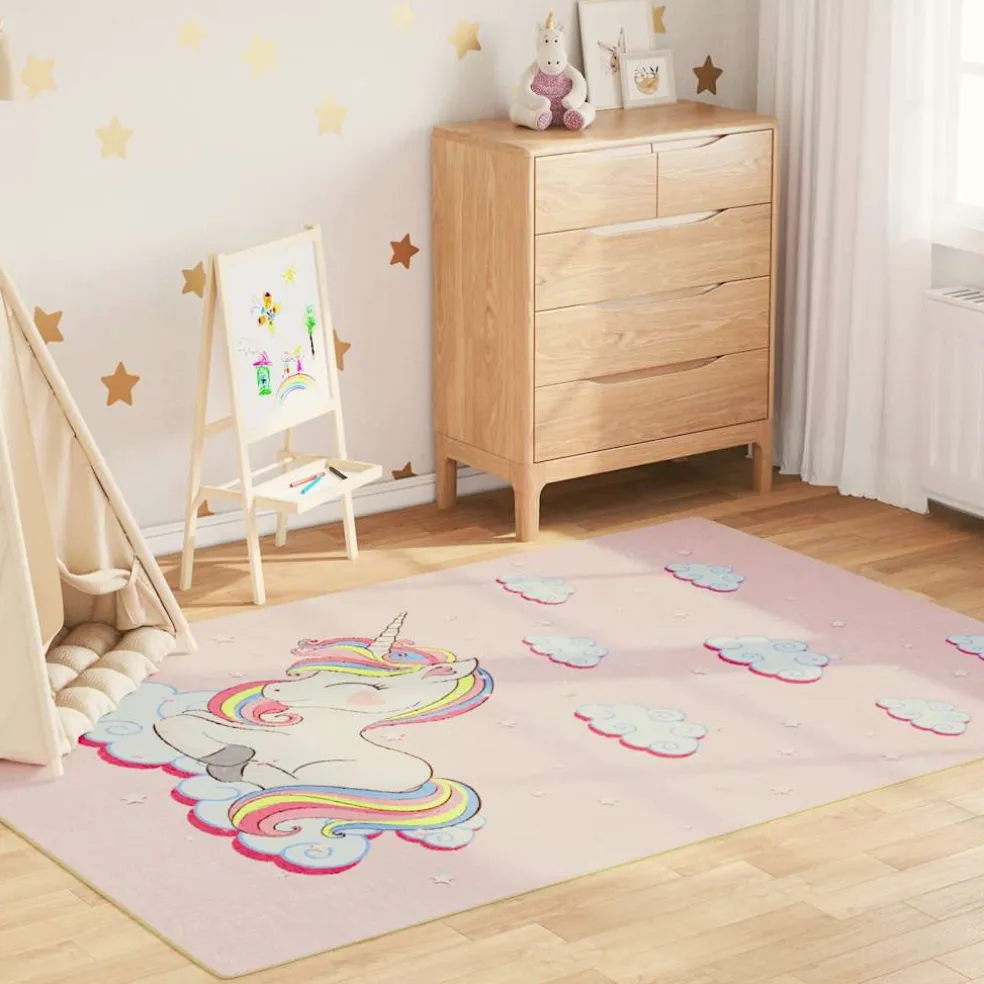 vidaXL Kindervloerkleed eenhoorn wasbaar 160x230 cm groen