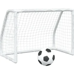 vidaXL Kindervoetbaldoelen 2 st met bal 64x35x48 cm metaal wit