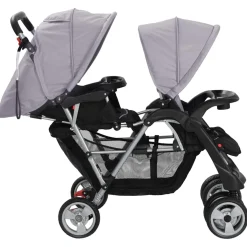 vidaXL Kinderwagen dubbel staal rood en zwart