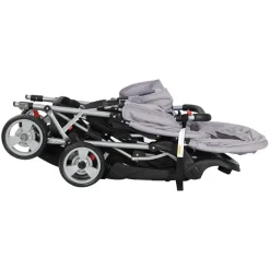 vidaXL Kinderwagen dubbel staal rood en zwart