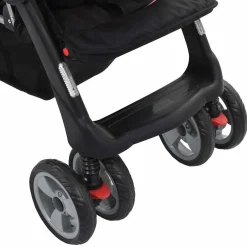 vidaXL Kinderwagen dubbel staal roze en zwart