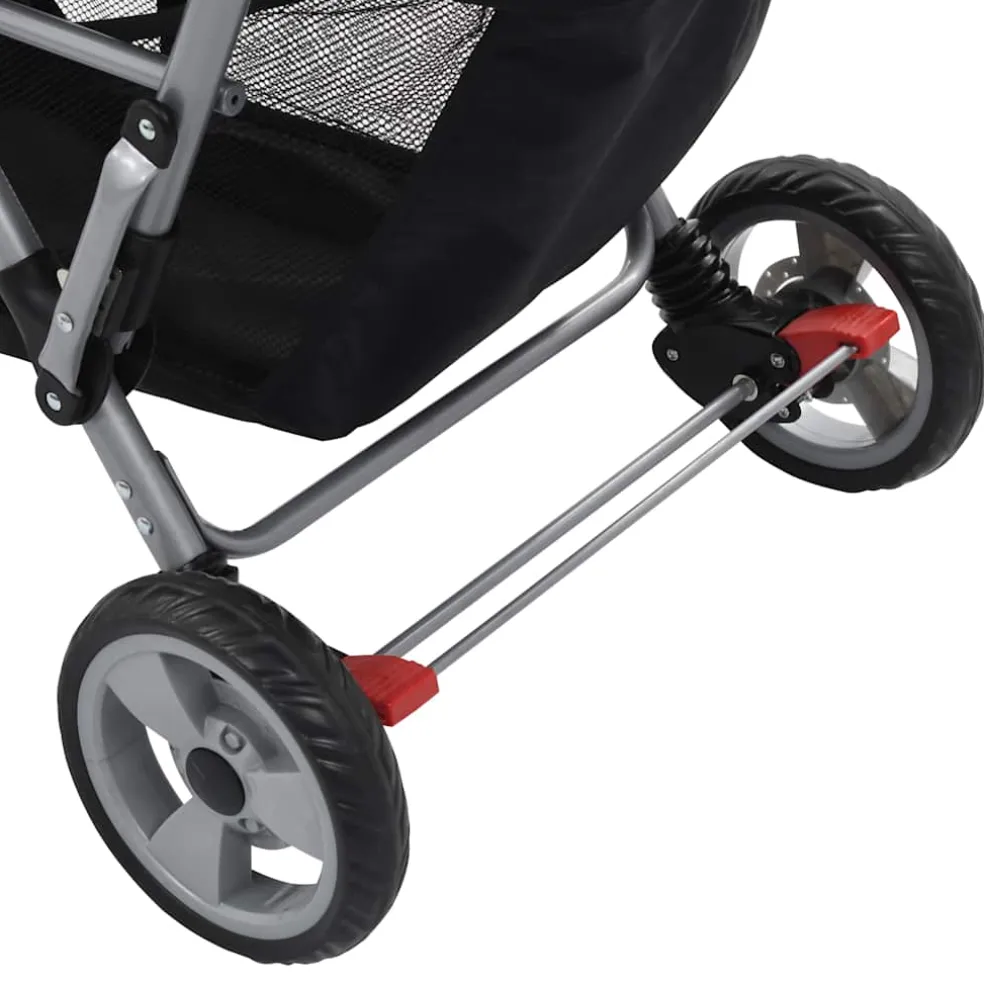 vidaXL Kinderwagen dubbel staal roze en zwart