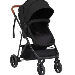 vidaXL Kinderwagen 3-in-1 staal antracietkleurig en zwart