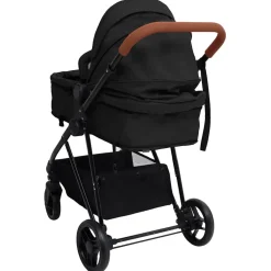 vidaXL Kinderwagen 3-in-1 staal antracietkleurig en zwart
