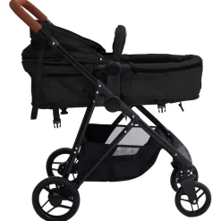vidaXL Kinderwagen 3-in-1 staal antracietkleurig en zwart