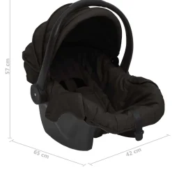 vidaXL Kinderwagen 3-in-1 staal antracietkleurig en zwart