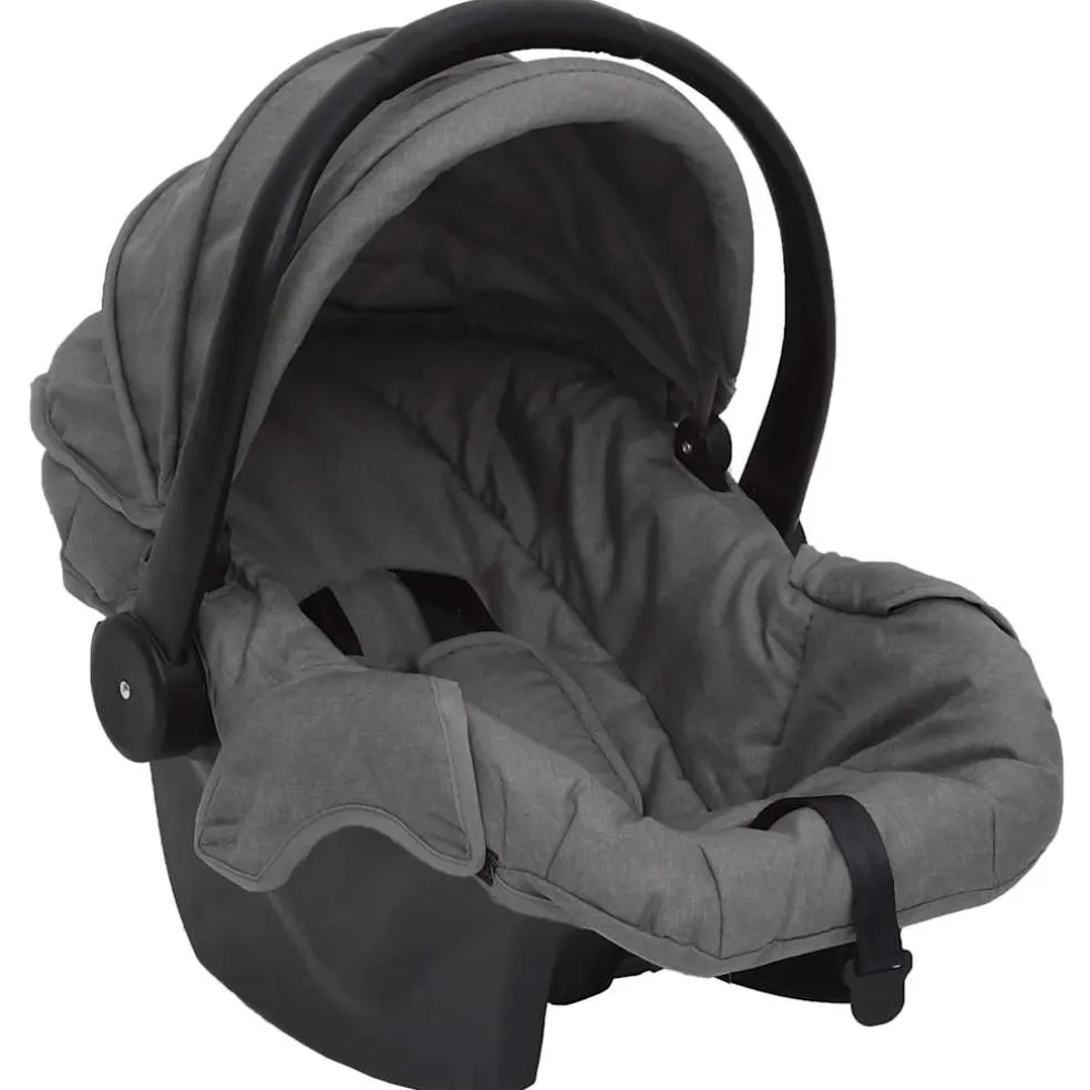 vidaXL Kinderwagen 3-in-1 staal lichtgrijs en zwart