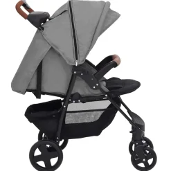 vidaXL Kinderwagen 3-in-1 staal lichtgrijs