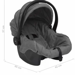 vidaXL Kinderwagen 3-in-1 staal lichtgrijs