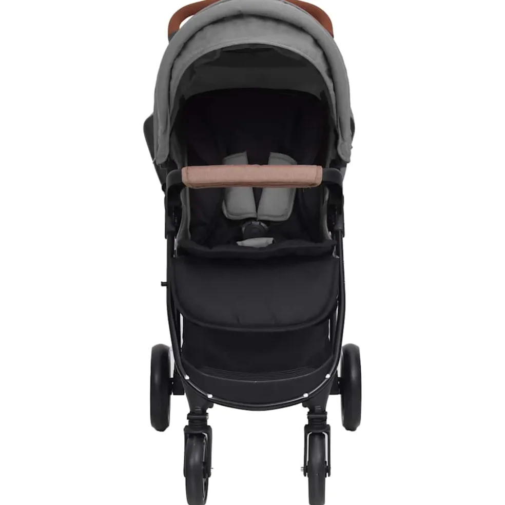 vidaXL Kinderwagen 3-in-1 staal lichtgrijs