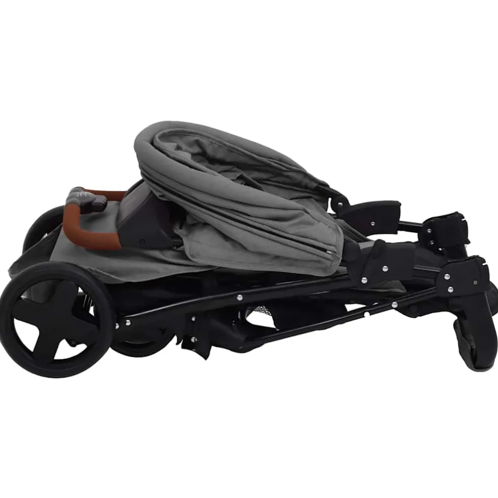 vidaXL Kinderwagen 3-in-1 staal lichtgrijs