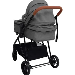 vidaXL Kinderwagen 3-in-1 staal lichtgrijs
