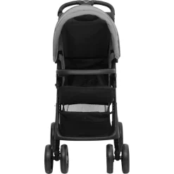 vidaXL Kinderwagen 2-in-1 staal lichtgrijs en zwart