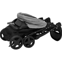 vidaXL Kinderwagen 3-in-1 staal lichtgrijs en zwart